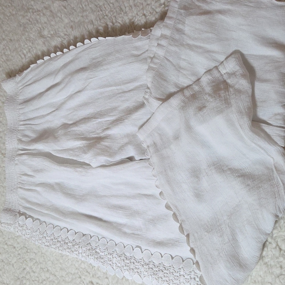 Crazy Cat Gayzy Boho Coastal White Pants Lace Trim Fully Lined Sz XL - Picture 4 of 12